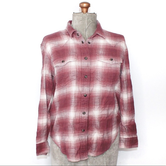 🎀3/$30 American Eagle Pink/Red White Flannel